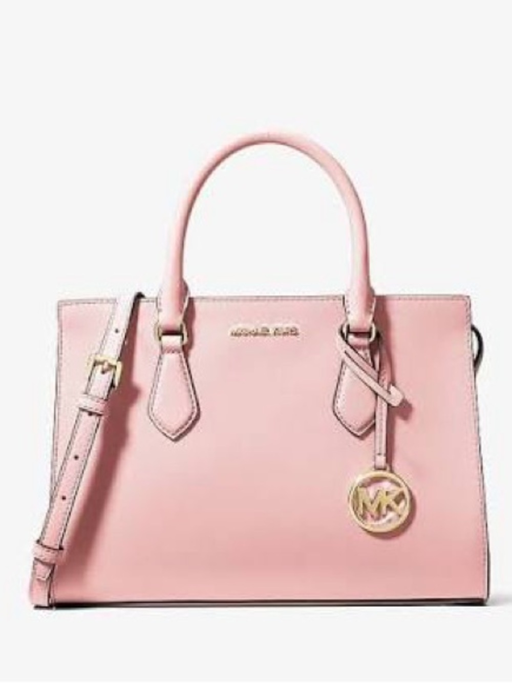 Medium Sheila Satchel in Powder Blush with Gold Hardware